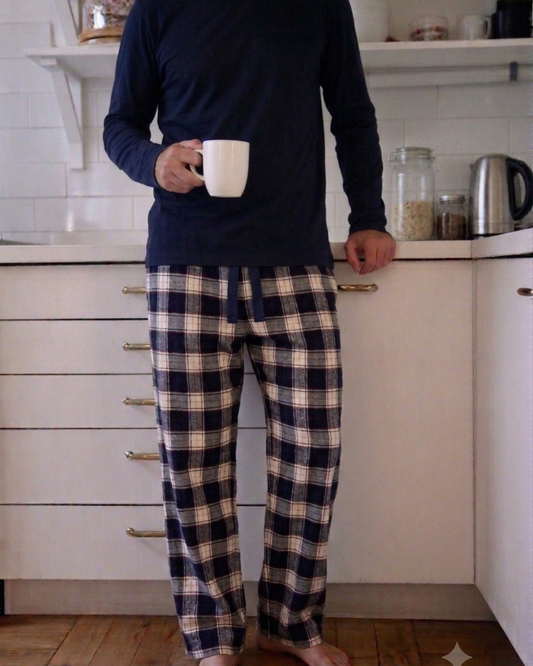 PIJAMA LARGO HOMBRE FRANELA BLUE Manga larga