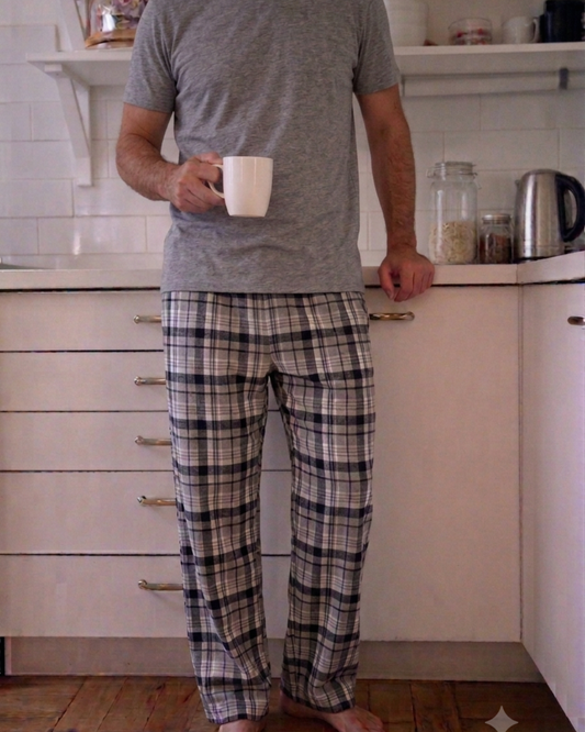PIJAMA LARGO HOMBRE FRANELA GREY Manga Corta