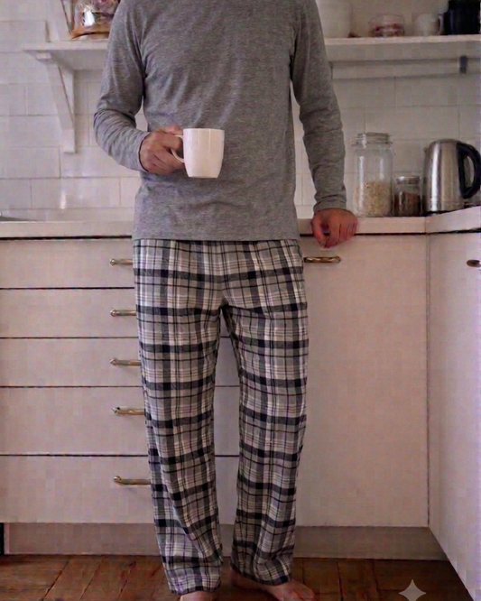 PIJAMA LARGO HOMBRE FRANELA GREY Manga Larga