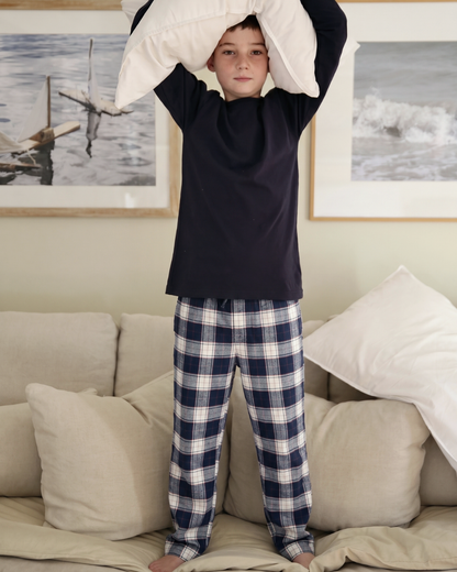 Pijama Largo Niño Franela Blue Manga Larga